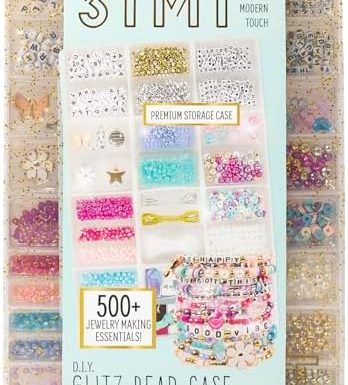 STMT D.I.Y. Glitz Bead Case, Includes Over 500 Jewelry Making Supplies, Including Cute Beads for Jewelry Making, Bracelet Charms, Storage Case, Friendship Bracelet Kit, Teen Girl Gifts